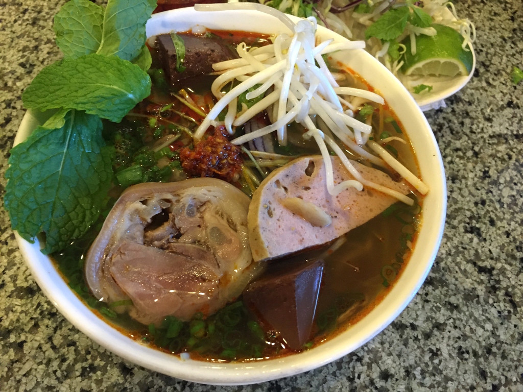 A bowl of Vietnam’s signature Bun Bo Hue noodle soup